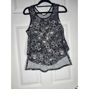 Lululemon Run Split Singlet Tank Flowabunga Black/White Athleisure‎